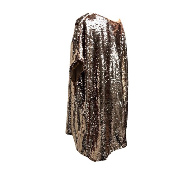 Roaman's Sequin Rose Gold Evening Blouse Sz 30W, glam cocktail party top - Picture 4 of 9